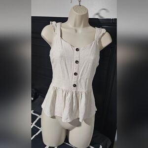 Women's Cream Button-Front Top